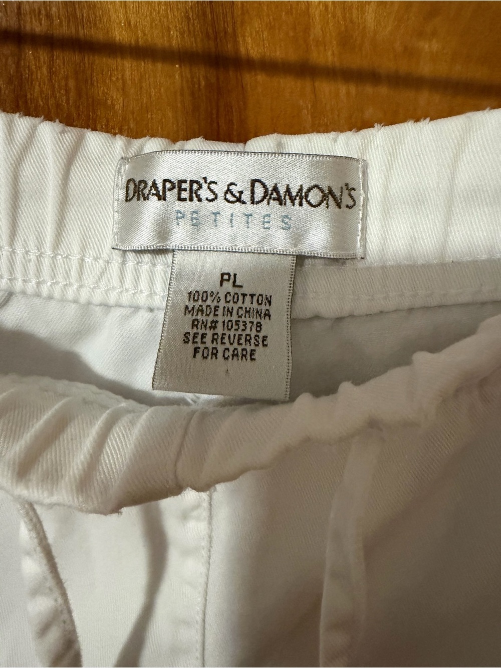 Women's White Drawstring Ankle Pants - Picture 3 of 4